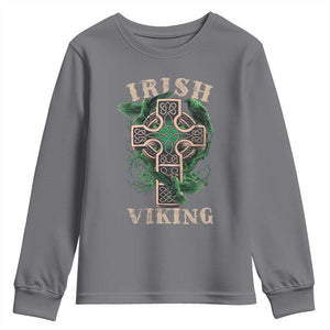 Irish Viking Youth Sweatshirt Celtic Cross Odin's Raven TS09 Charcoal Print Your Wear