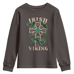 Irish Viking Youth Sweatshirt Celtic Cross Odin's Raven TS09 Dark Chocolate Print Your Wear