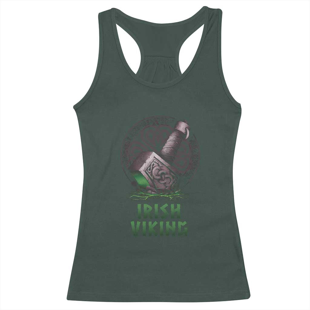 Irish Viking Racerback Tank Top Celtic Thor Mjolnir TS09 Dark Forest Green Print Your Wear