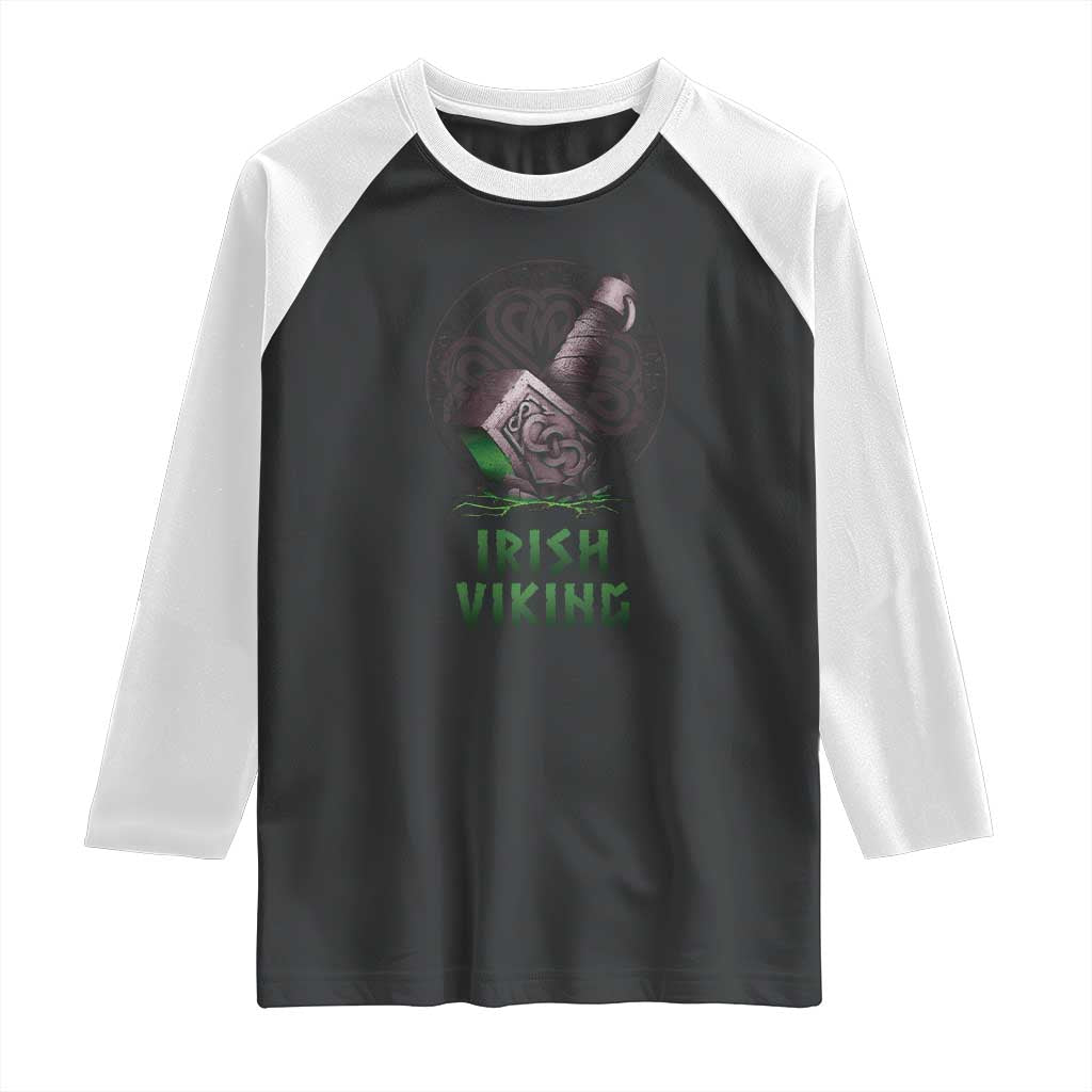Irish Viking Raglan Shirt Celtic Thor Mjolnir TS09 Black White Print Your Wear