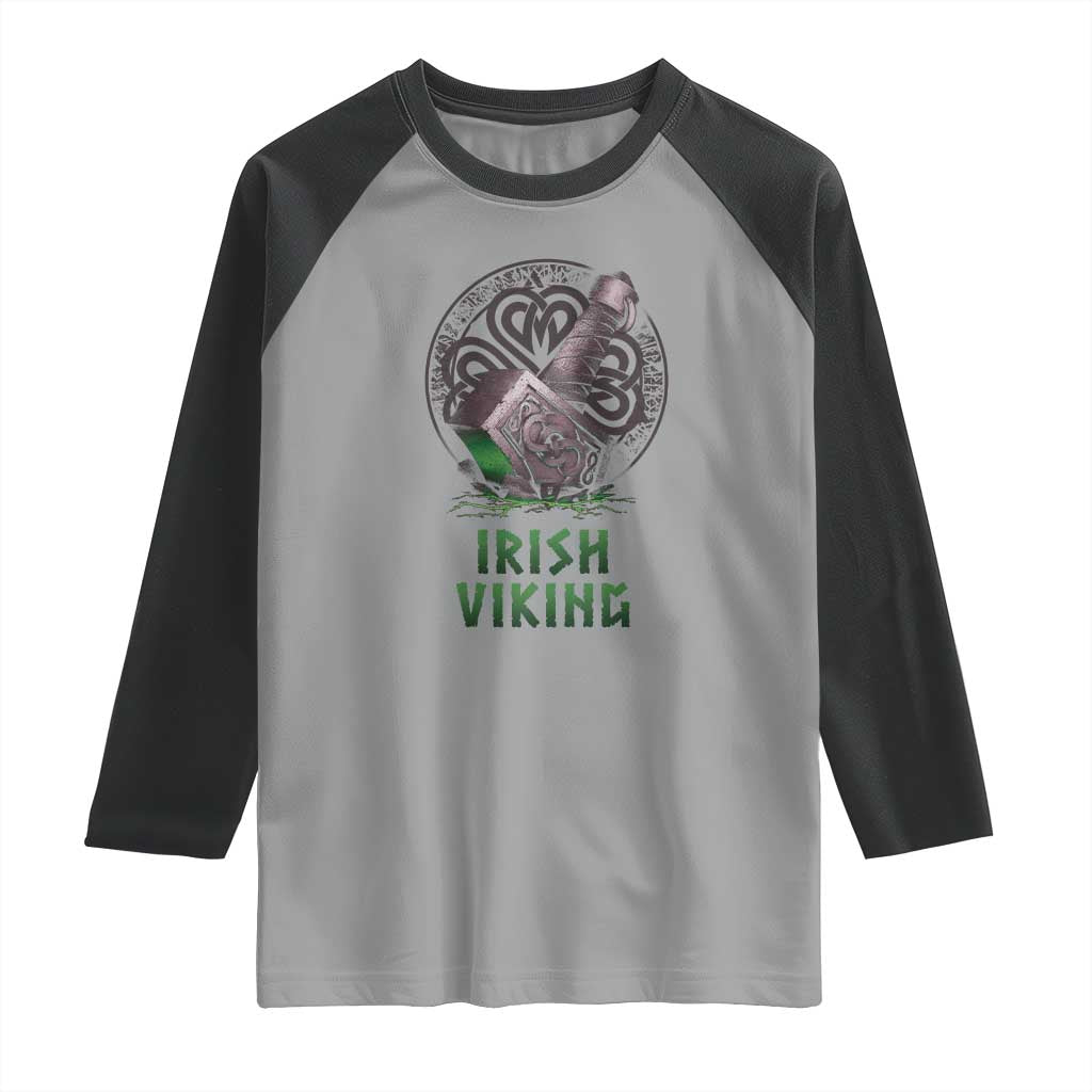 Irish Viking Raglan Shirt Celtic Thor Mjolnir TS09 Sport Gray Black Print Your Wear