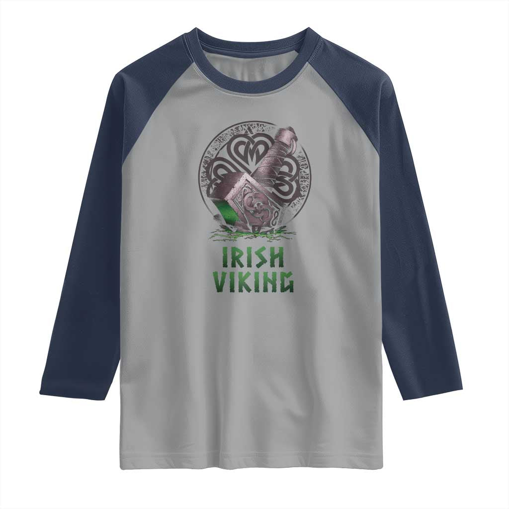 Irish Viking Raglan Shirt Celtic Thor Mjolnir TS09 Sport Gray Navy Print Your Wear