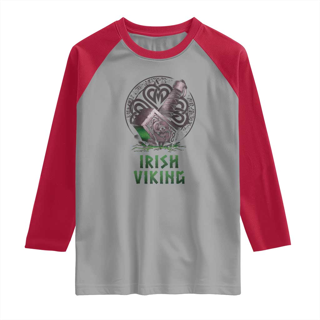Irish Viking Raglan Shirt Celtic Thor Mjolnir TS09 Sport Gray Red Print Your Wear