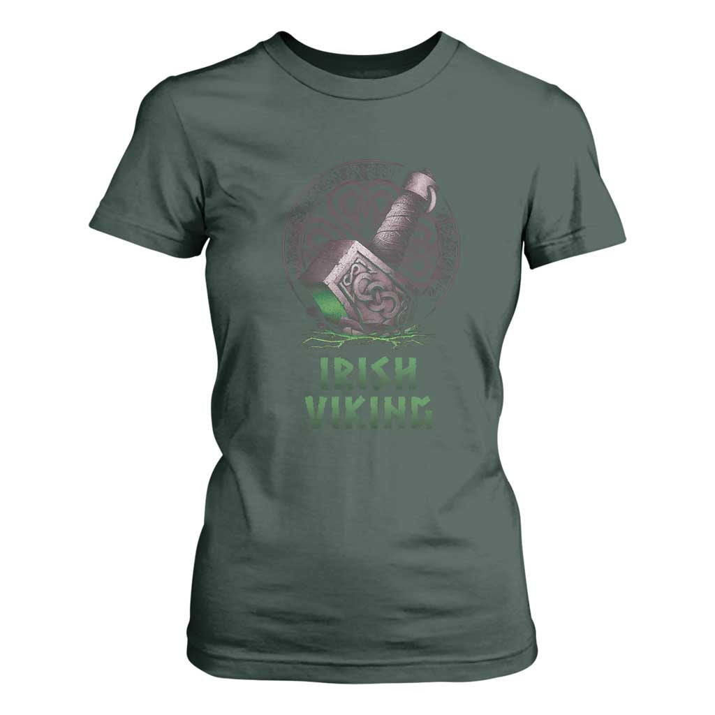 Irish Viking T Shirt For Women Celtic Thor Mjolnir TS09 Dark Forest Green Print Your Wear
