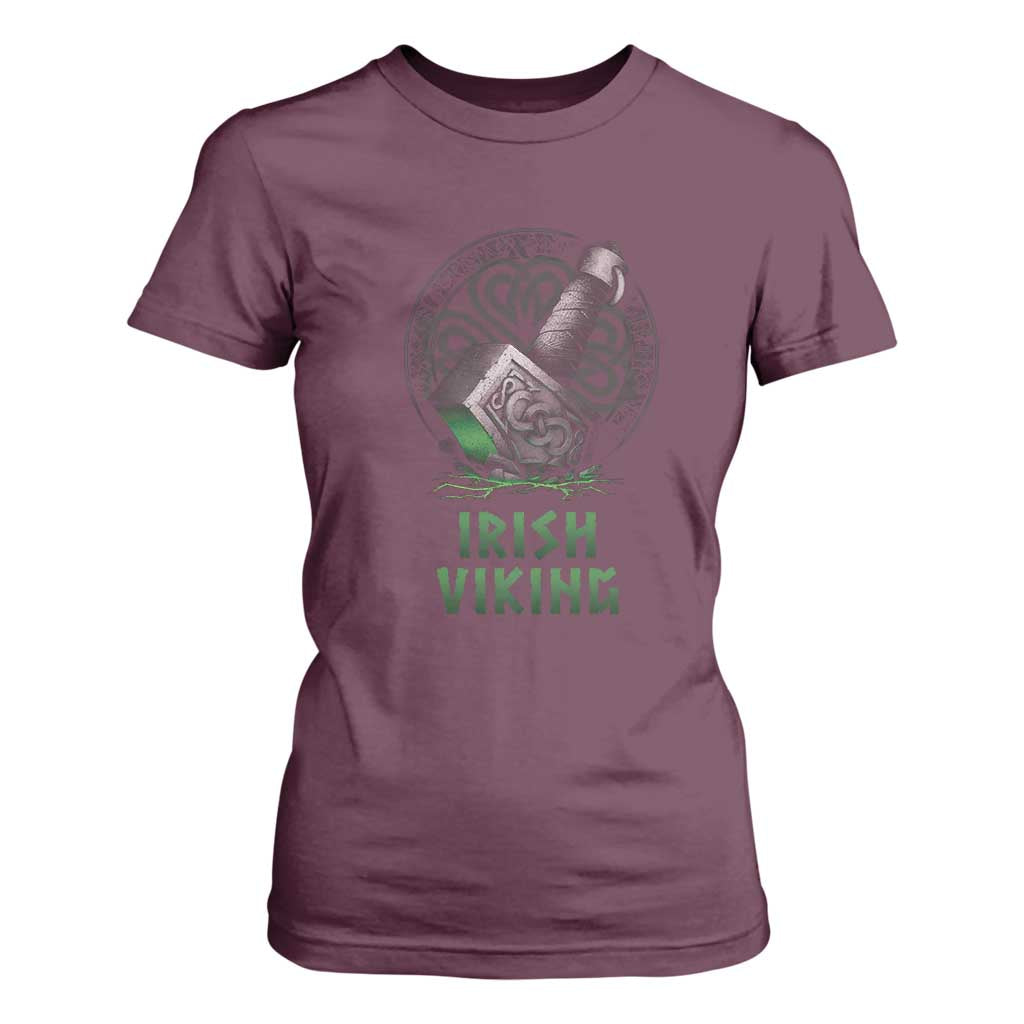 Irish Viking T Shirt For Women Celtic Thor Mjolnir TS09 Maroon Print Your Wear