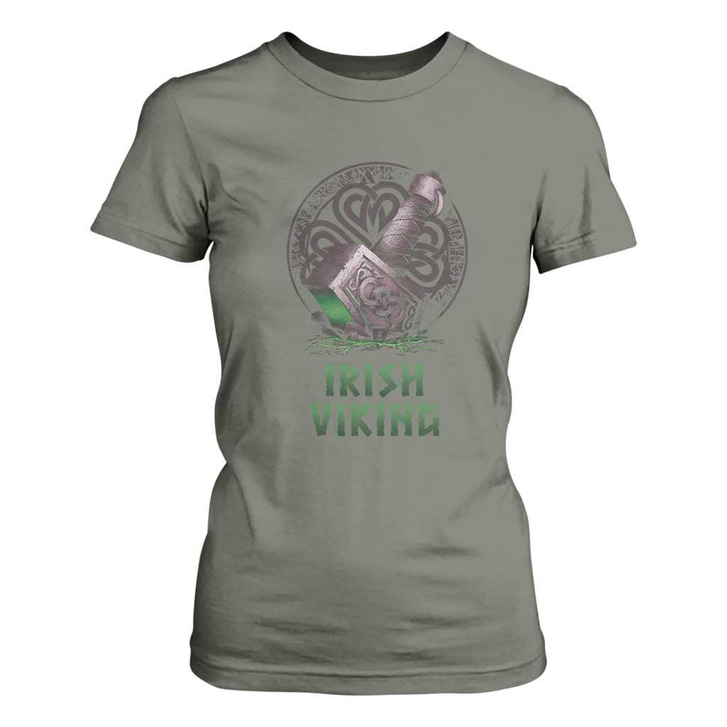Irish Viking T Shirt For Women Celtic Thor Mjolnir TS09 Military Green Print Your Wear