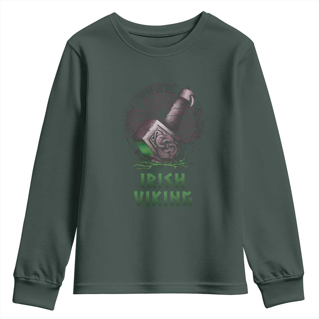 Irish Viking Youth Sweatshirt Celtic Thor Mjolnir TS09 Dark Forest Green Print Your Wear