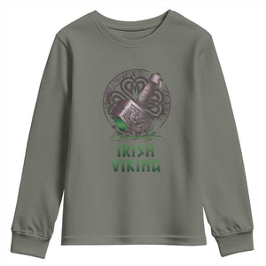 Irish Viking Youth Sweatshirt Celtic Thor Mjolnir TS09 Military Green Print Your Wear