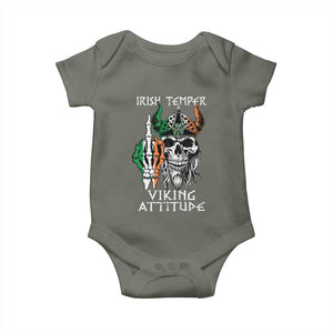 Funny Irish Viking Baby Onesie Irish Temper Viking Attitude TS09 Military Green Print Your Wear