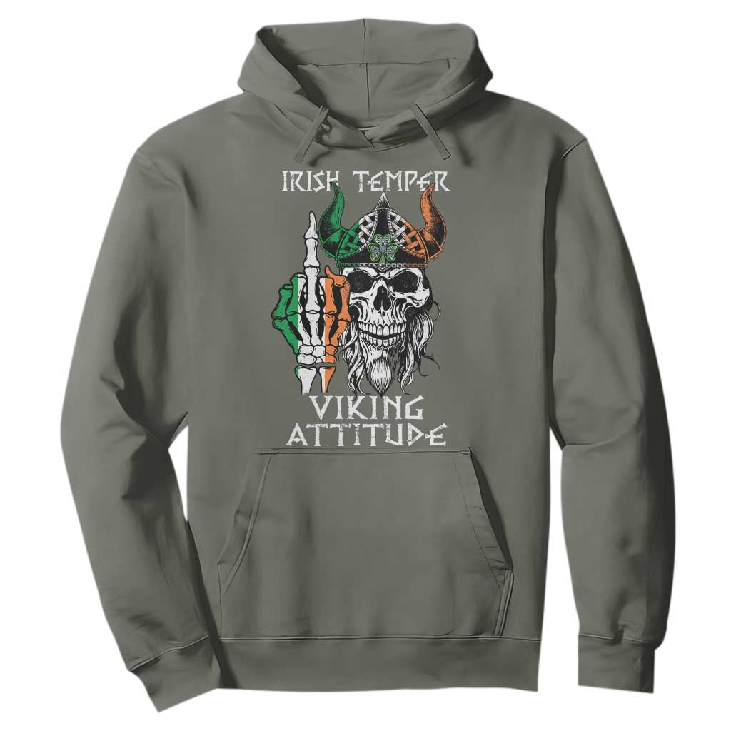 Funny Irish Viking Hoodie Irish Temper Viking Attitude TS09 Military Green Print Your Wear