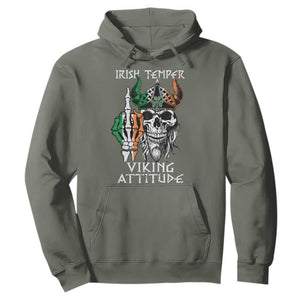 Funny Irish Viking Hoodie Irish Temper Viking Attitude TS09 Military Green Print Your Wear