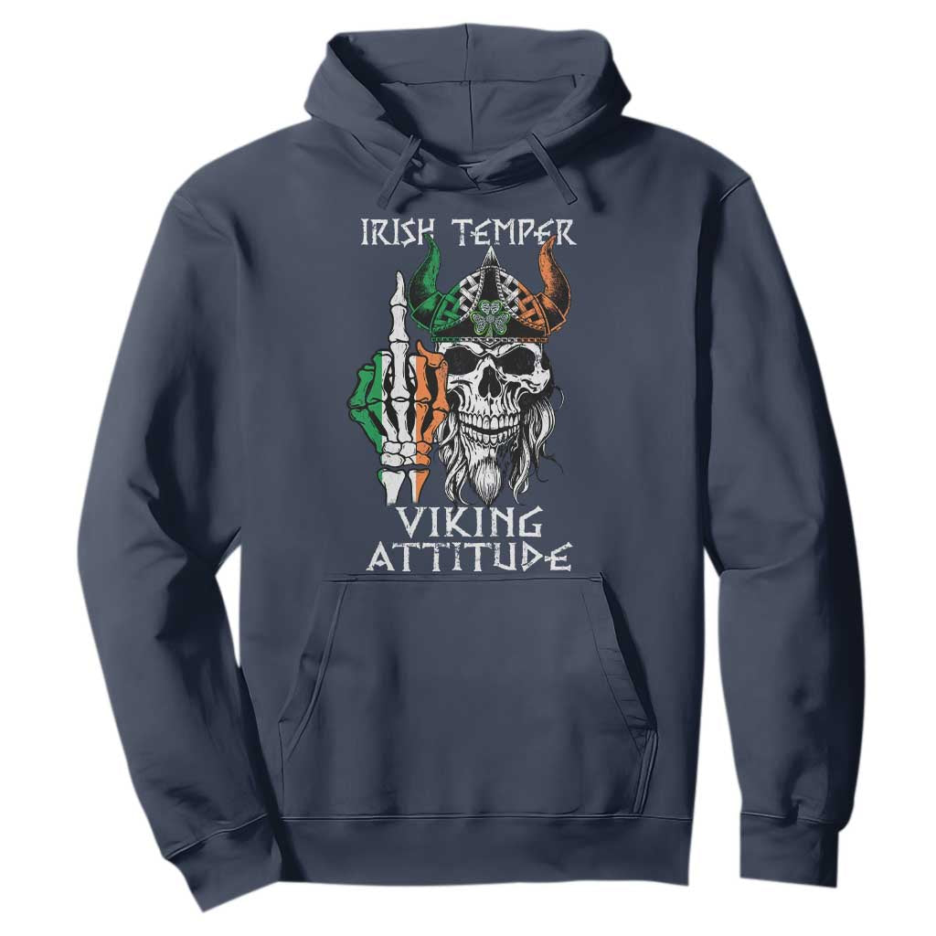 Funny Irish Viking Hoodie Irish Temper Viking Attitude TS09 Navy Print Your Wear