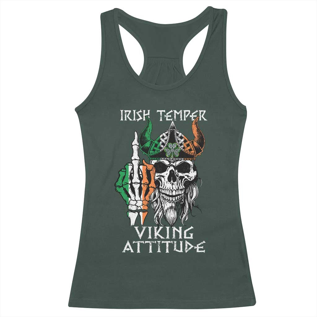 Funny Irish Viking Racerback Tank Top Irish Temper Viking Attitude TS09 Dark Forest Green Print Your Wear