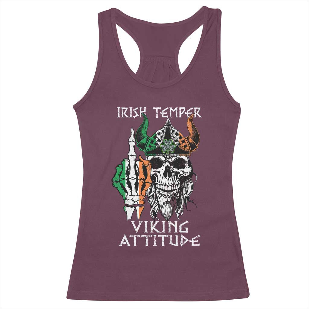Funny Irish Viking Racerback Tank Top Irish Temper Viking Attitude TS09 Maroon Print Your Wear