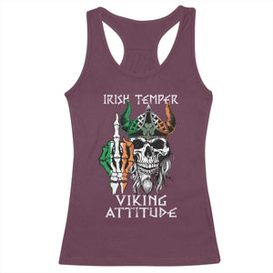 Funny Irish Viking Racerback Tank Top Irish Temper Viking Attitude TS09 Maroon Print Your Wear