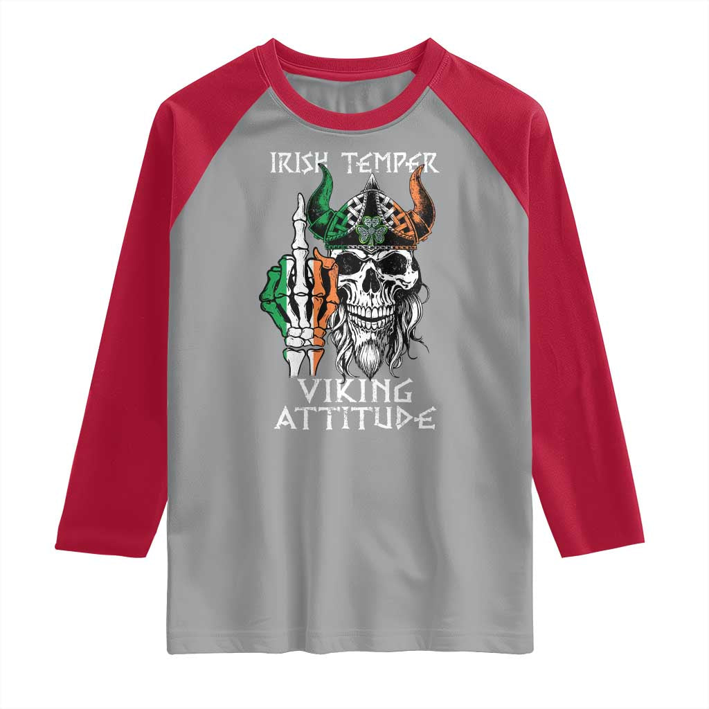 Funny Irish Viking Raglan Shirt Irish Temper Viking Attitude TS09 Sport Gray Red Print Your Wear