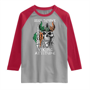 Funny Irish Viking Raglan Shirt Irish Temper Viking Attitude TS09 Sport Gray Red Print Your Wear