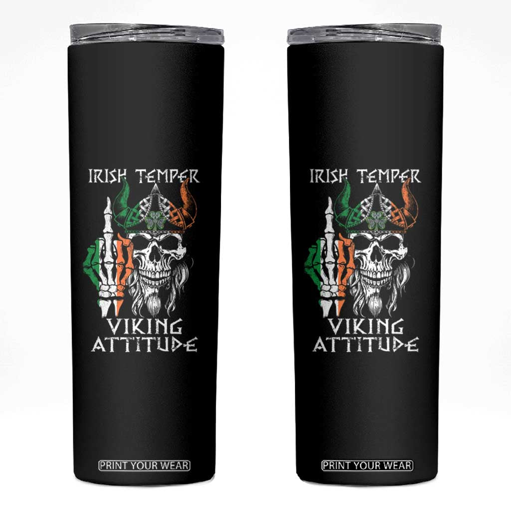 Funny Irish Viking Skinny Tumbler Irish Temper Viking Attitude TS09 Black Print Your Wear
