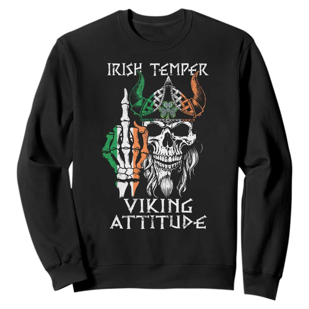 Funny Irish Viking Sweatshirt Irish Temper Viking Attitude TS09 Black Print Your Wear
