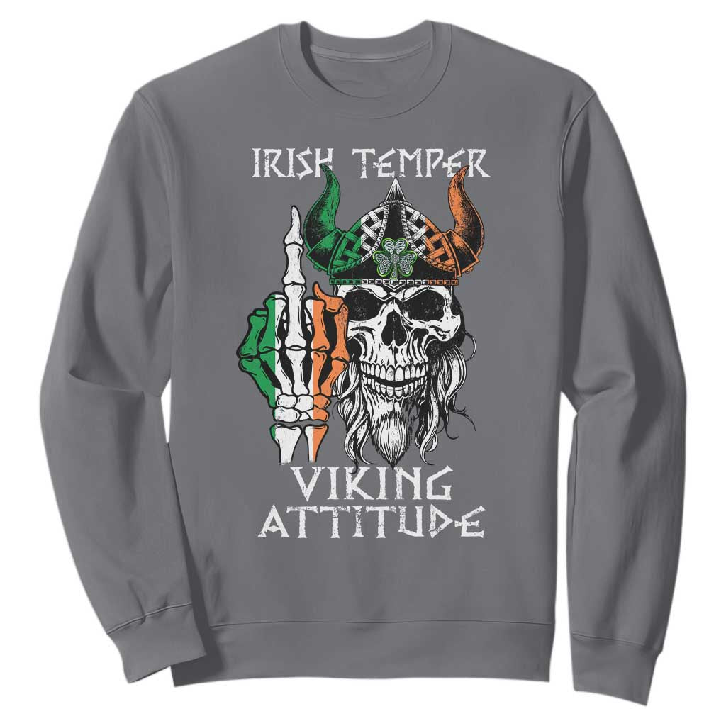 Funny Irish Viking Sweatshirt Irish Temper Viking Attitude TS09 Charcoal Print Your Wear