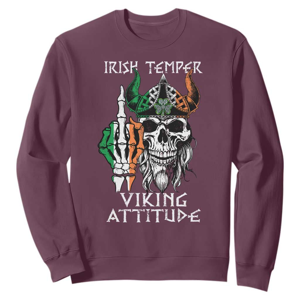 Funny Irish Viking Sweatshirt Irish Temper Viking Attitude TS09 Maroon Print Your Wear