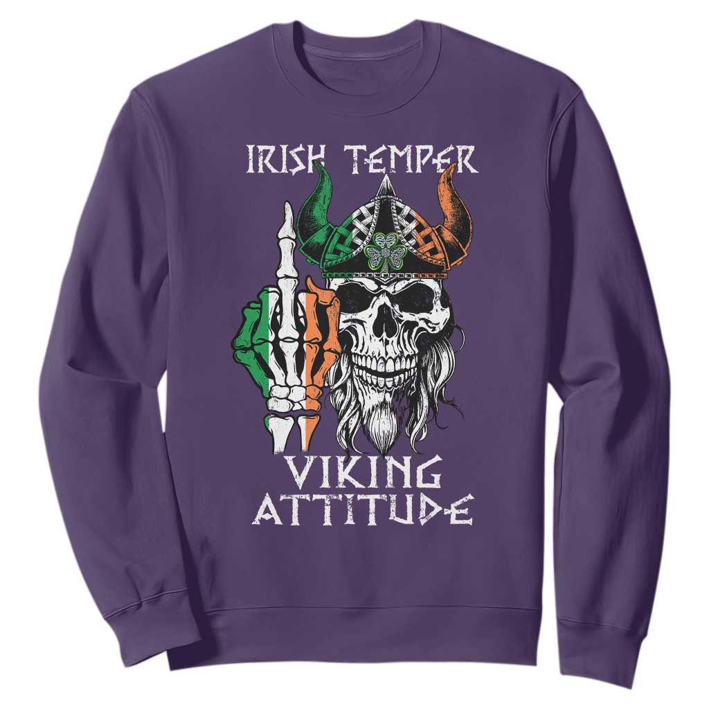 Funny Irish Viking Sweatshirt Irish Temper Viking Attitude TS09 Purple Print Your Wear