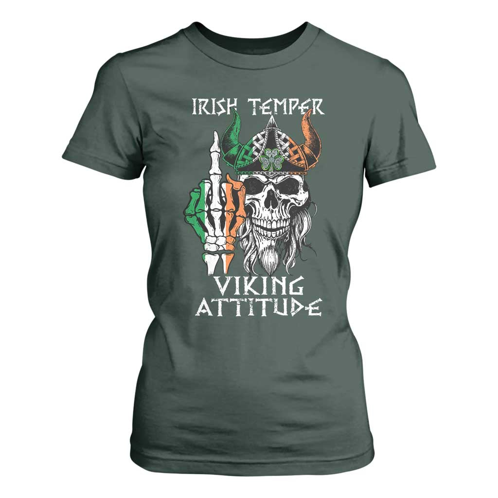 Funny Irish Viking T Shirt For Women Irish Temper Viking Attitude TS09 Dark Forest Green Print Your Wear