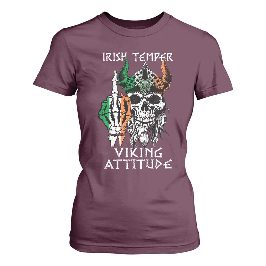 Funny Irish Viking T Shirt For Women Irish Temper Viking Attitude TS09 Maroon Print Your Wear