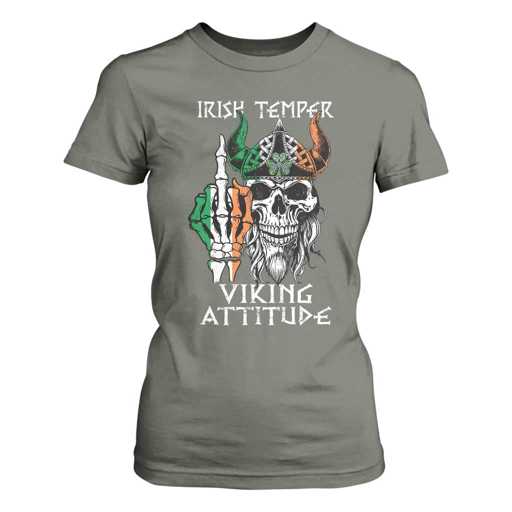 Funny Irish Viking T Shirt For Women Irish Temper Viking Attitude TS09 Military Green Print Your Wear