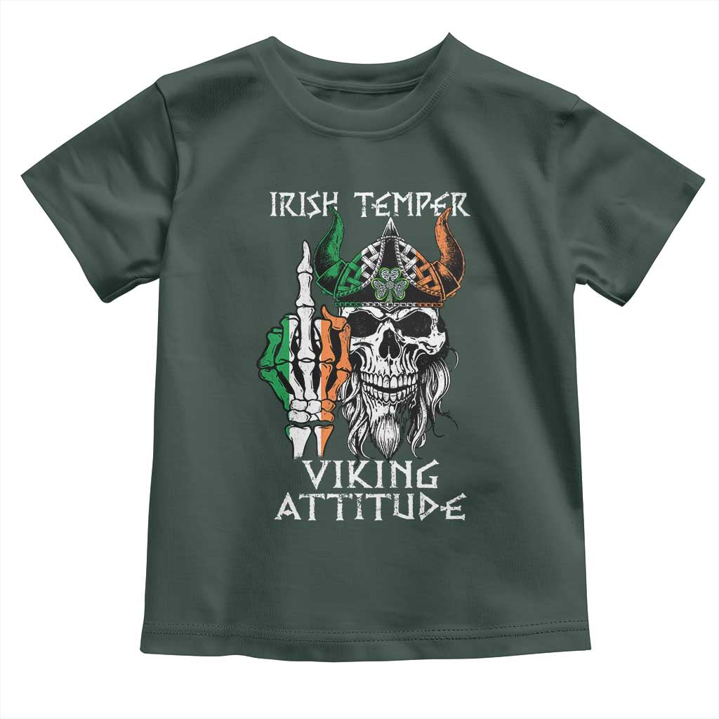 Funny Irish Viking Toddler T Shirt Irish Temper Viking Attitude TS09 Dark Forest Green Print Your Wear