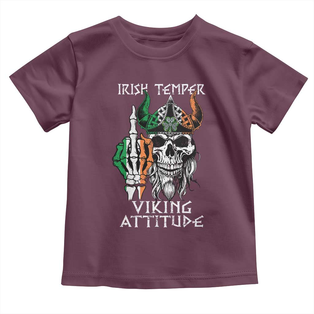Funny Irish Viking Toddler T Shirt Irish Temper Viking Attitude TS09 Maroon Print Your Wear