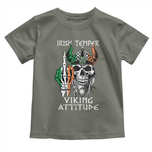 Funny Irish Viking Toddler T Shirt Irish Temper Viking Attitude TS09 Military Green Print Your Wear