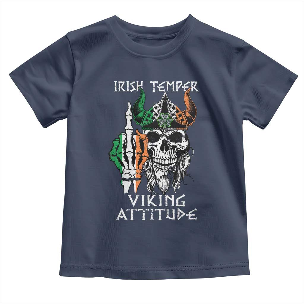 Funny Irish Viking Toddler T Shirt Irish Temper Viking Attitude TS09 Navy Print Your Wear