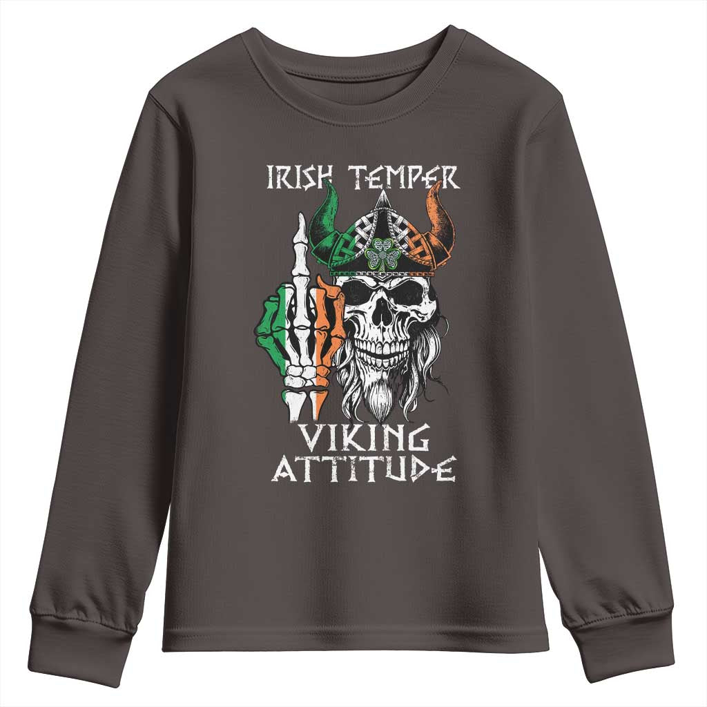 Funny Irish Viking Youth Sweatshirt Irish Temper Viking Attitude TS09 Dark Chocolate Print Your Wear