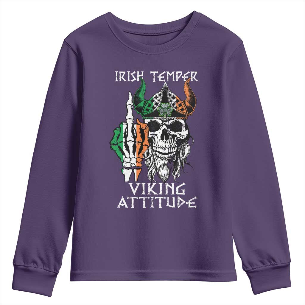 Funny Irish Viking Youth Sweatshirt Irish Temper Viking Attitude TS09 Purple Print Your Wear