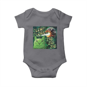 Funny Alien Cat Meme Baby Onesie Glerp Glorp Zib Zib TS09 Charcoal Print Your Wear