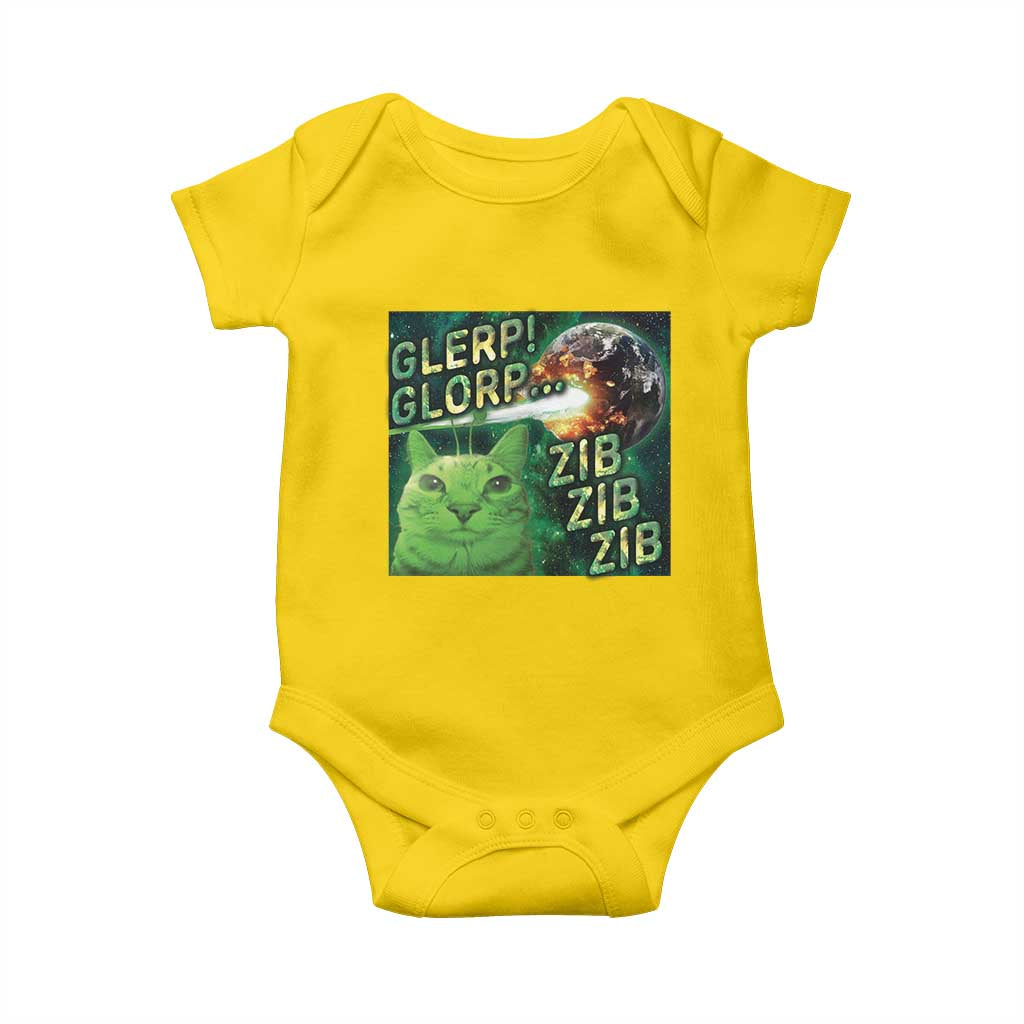 Funny Alien Cat Meme Baby Onesie Glerp Glorp Zib Zib TS09 Daisy Print Your Wear