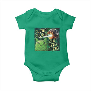 Funny Alien Cat Meme Baby Onesie Glerp Glorp Zib Zib TS09 Irish Green Print Your Wear