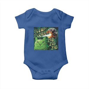 Funny Alien Cat Meme Baby Onesie Glerp Glorp Zib Zib TS09 Royal Blue Print Your Wear
