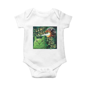 Funny Alien Cat Meme Baby Onesie Glerp Glorp Zib Zib TS09 White Print Your Wear