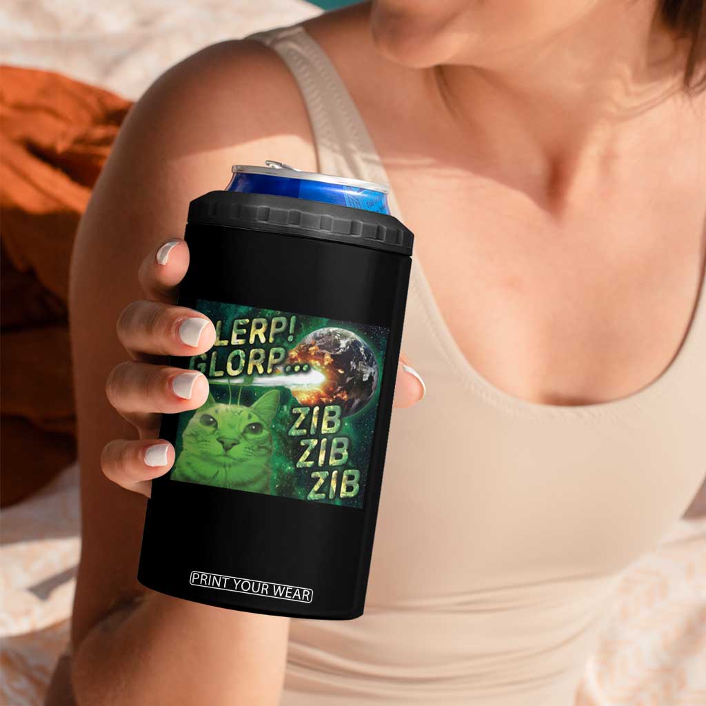 Funny Alien Cat Meme 4 in 1 Can Cooler Tumbler Glerp Glorp Zib Zib TS09 Print Your Wear