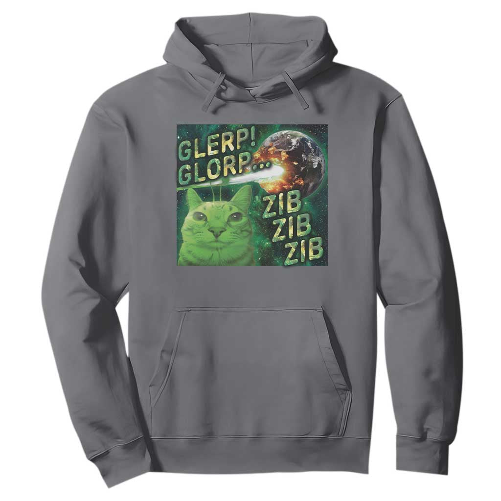 Funny Alien Cat Meme Hoodie Glerp Glorp Zib Zib TS09 Charcoal Print Your Wear