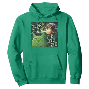 Funny Alien Cat Meme Hoodie Glerp Glorp Zib Zib TS09 Irish Green Print Your Wear