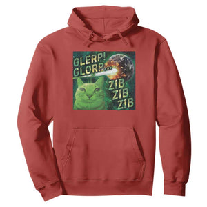 Funny Alien Cat Meme Hoodie Glerp Glorp Zib Zib TS09 Red Print Your Wear