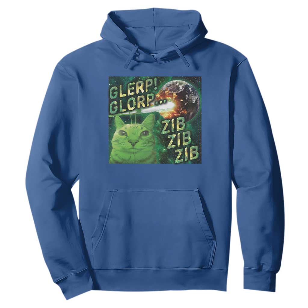 Funny Alien Cat Meme Hoodie Glerp Glorp Zib Zib TS09 Royal Blue Print Your Wear