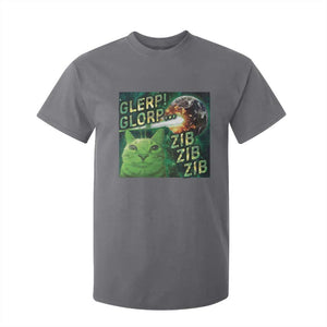 Funny Alien Cat Meme T Shirt For Kid Glerp Glorp Zib Zib TS09 Charcoal Print Your Wear