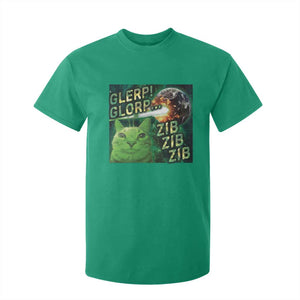 Funny Alien Cat Meme T Shirt For Kid Glerp Glorp Zib Zib TS09 Irish Green Print Your Wear
