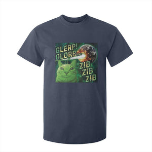 Funny Alien Cat Meme T Shirt For Kid Glerp Glorp Zib Zib TS09 Navy Print Your Wear