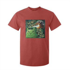 Funny Alien Cat Meme T Shirt For Kid Glerp Glorp Zib Zib TS09 Red Print Your Wear