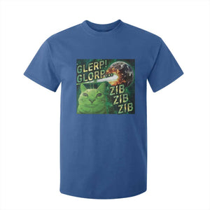 Funny Alien Cat Meme T Shirt For Kid Glerp Glorp Zib Zib TS09 Royal Blue Print Your Wear